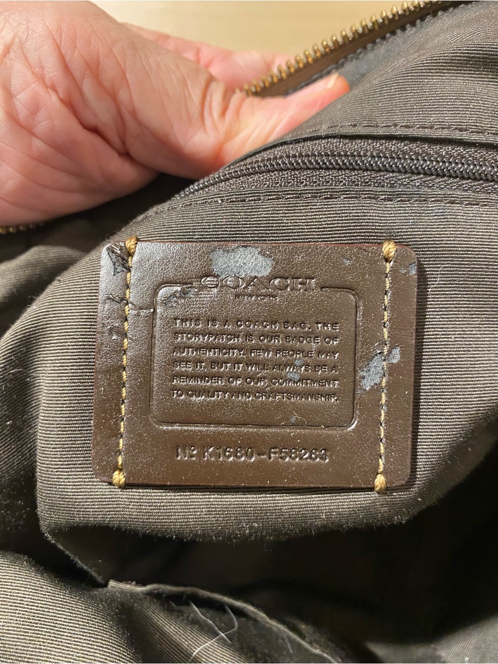 Coach Monogram Canvas Crossbody Satchel in Khaki and Dark Brown (SK) - Picture 11 of 11